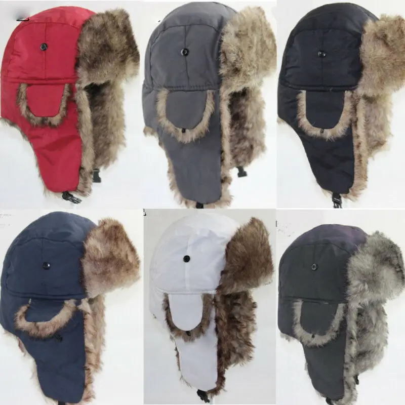 Airman Snow Hat Trapper Bomber Warm Russian Trooper EAR FLAPS Winter Ski Hat Men Women Cap New Bomber Hats