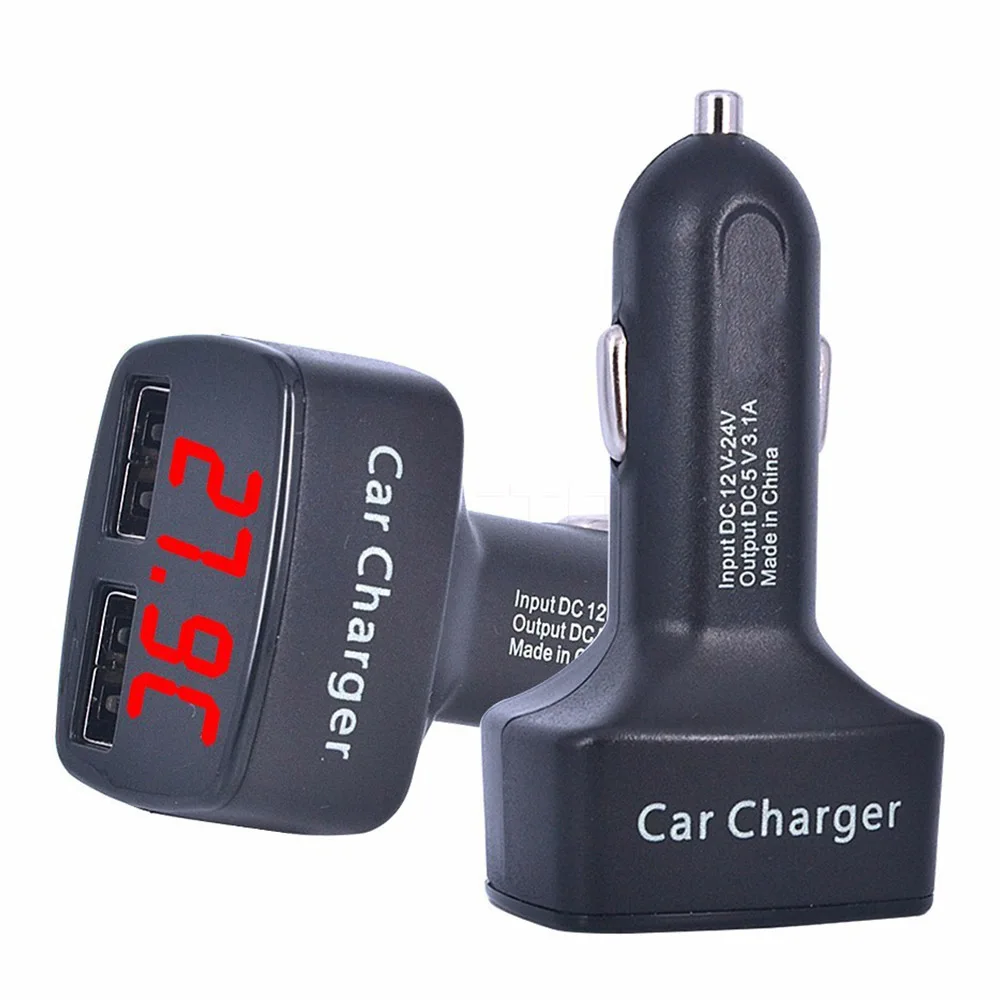 Dual USB Car Charger 5V 3.1A Universal with Voltage temperature Current Meter Tester Adapter Digital LED Display Dual USB Car Charger 5V 3.1A Universal with Voltage temperature Current Meter Tester Adapter Digital LED Display