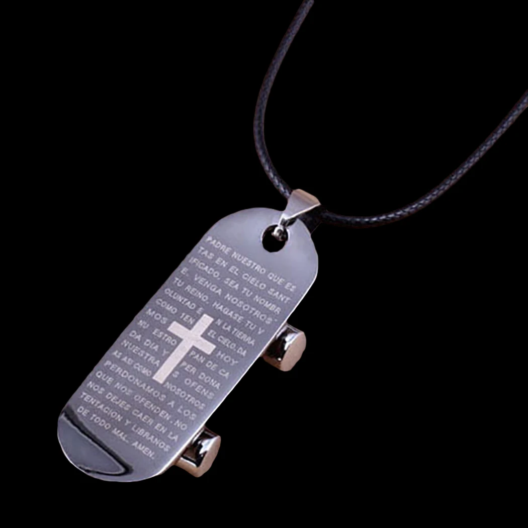 Cross Skateboard Scripture Necklace Alloy Steel Unisex Fashion Creative Pendant Christianity​ Charm | Украшения и аксессуары