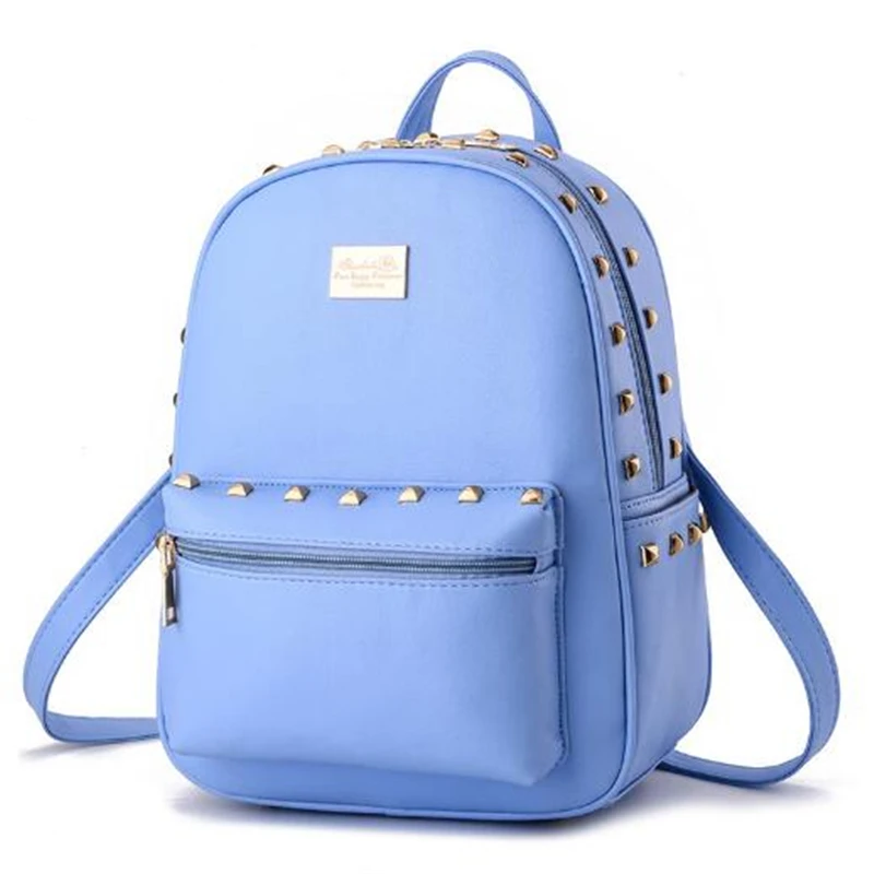 2017 Women Fashion Leather Backpacks School bags for Girls Teenagers Travel Rucksack mochila Candy Color Black