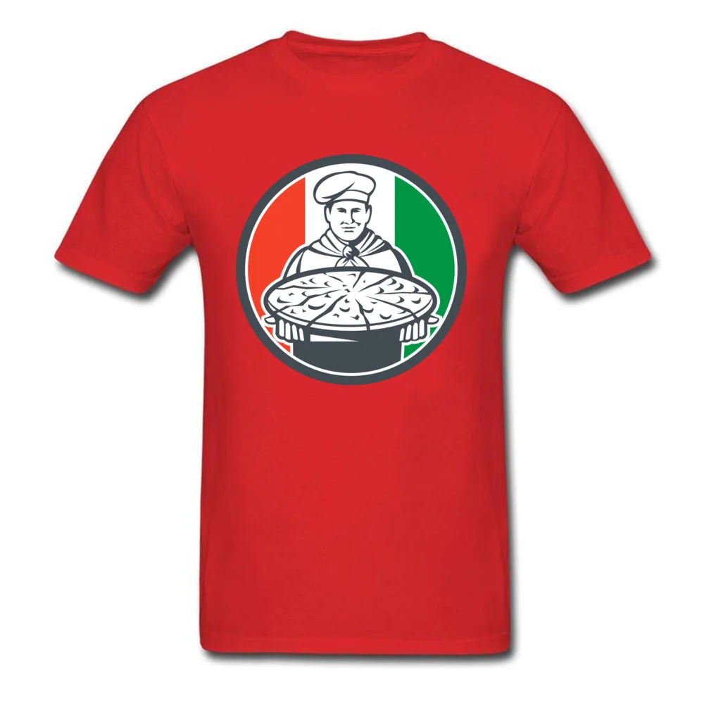 Italian Chef Cook Serving Pizza Circle Retro_red