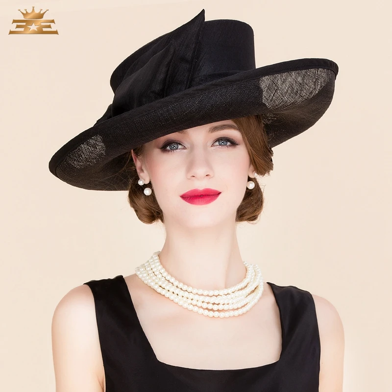 New British Elegance Flax Hat Lady Wide 