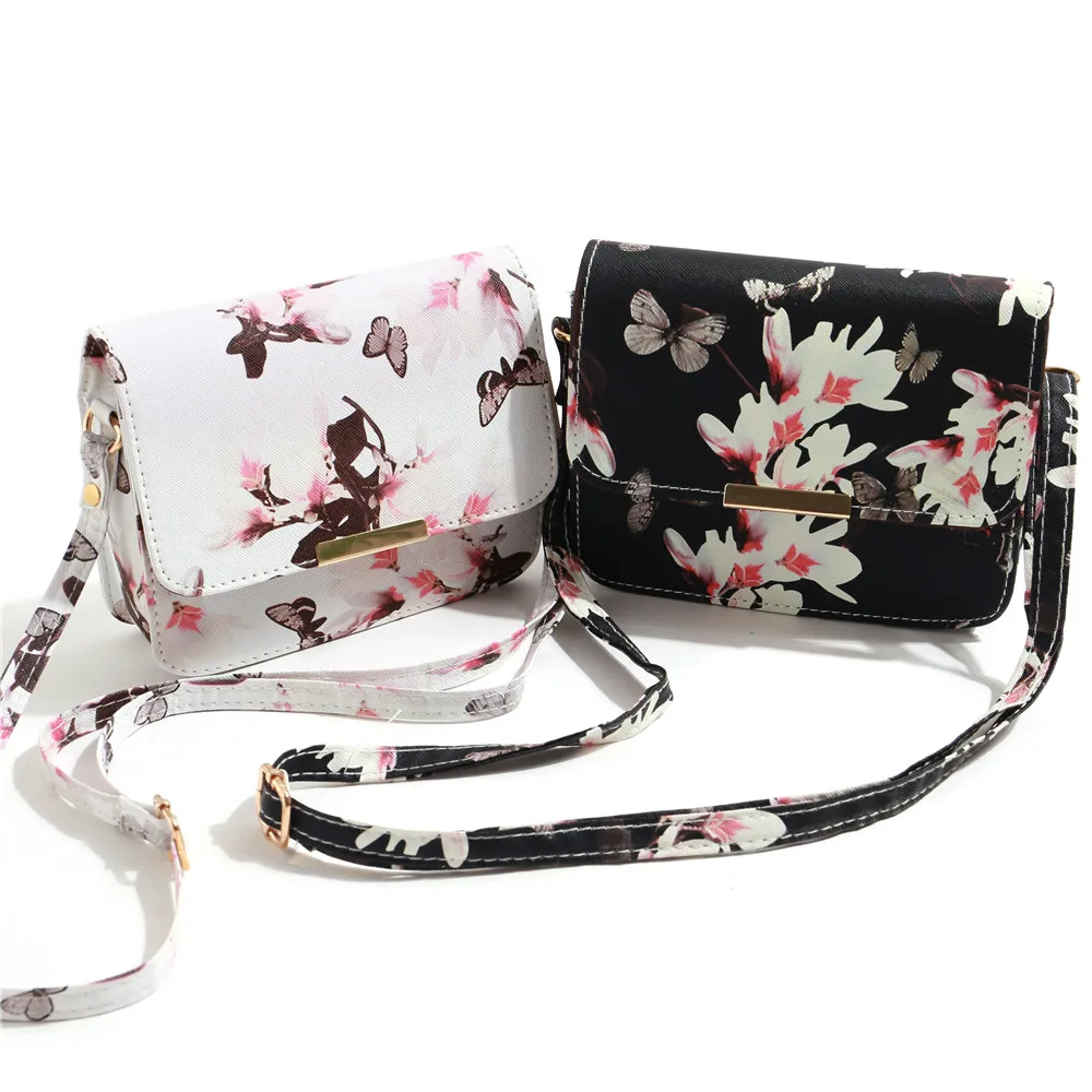 women famous brand fashion Floral Small Handbags Hot sale butterfly ladies leather messenger bag ...