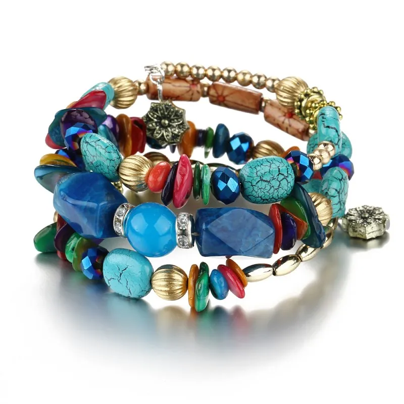 Best New Woman Boho multilayer beads charms a bracelet women #039;s Vintage Resin Stone bracelets amp; Bangles for women Ethnic jewelry charm