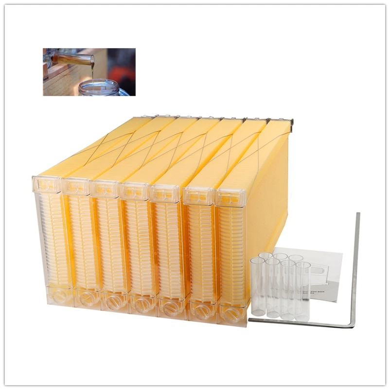 7 X Auto Comb Plastic Honey Frame Beehive Frame Beekeeping Harvesting Tubes Kit 