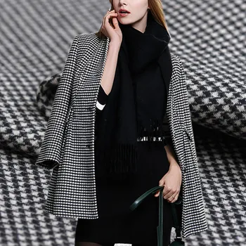 

The gift of time plaid herringbone double-sided wool fabric for dress coat fashion telas tissus au metre tissu costura DIY
