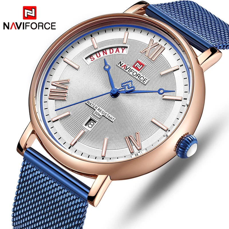 

NAVIFORCE Mens Analog Quartz Watch Men Luxury Business Watch Stainless Steel Casual Waterproof Wristwatch Relogio Masculino
