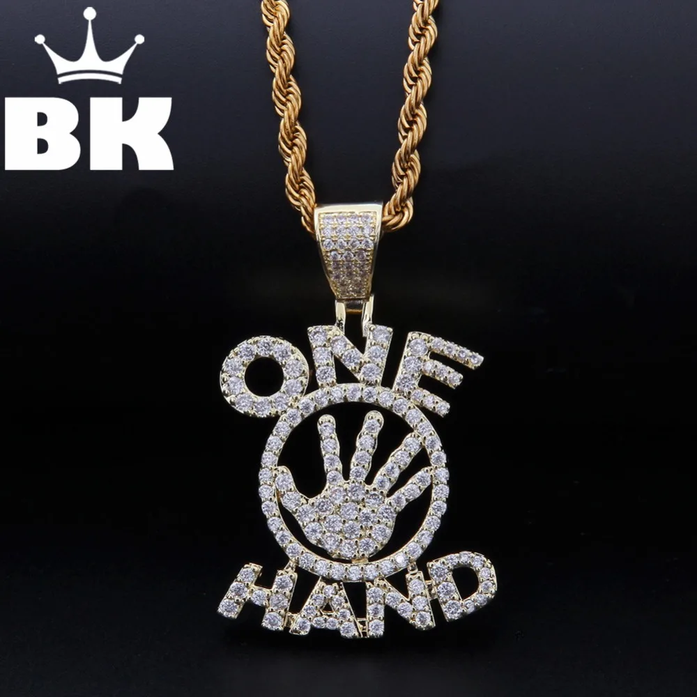THE BLING KING Custom One Hand Necklace Hip Hop Full Iced Out Cubic