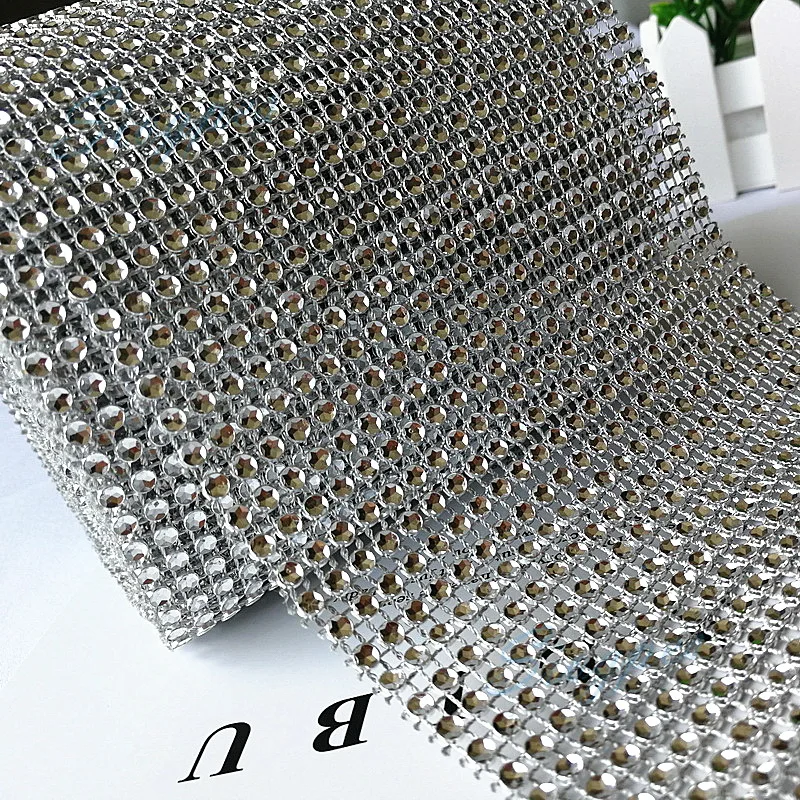 

Decor Mesh Fabric 24 Rows Shiny Mesh Trimming Rhinestones Bandings Plastic for Party / Event, Silver, No Stones, free shipping
