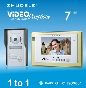 

ZHUDELE Intercom System Doorbell 7" Color TFT LCD Monitor Video Door phone W/t 1 Waterproof Doorbell 700TVL Smart Camera 1V1