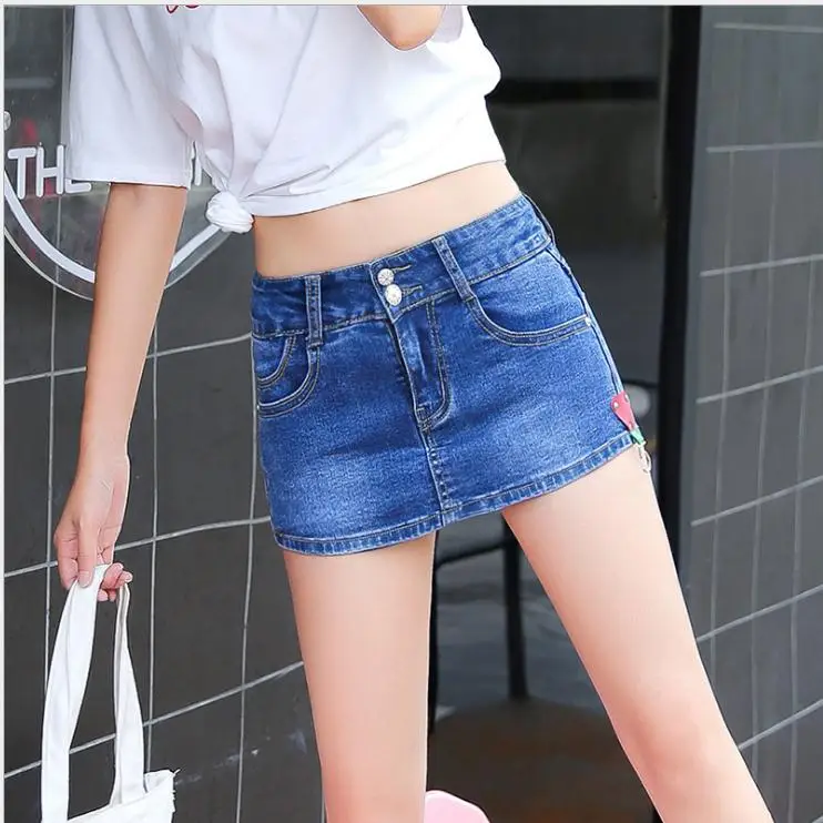 

2019 Womens Summer Denim Short Large Size Anti-Away Jeans Shorts Dark Blue Leisure Summer Mini Short Bermuda Feminina J2248