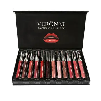 

Matte Lip Gloss 12 Colors/Set Waterproof Long Lasting Lipstick Makeup Cosmetics Lipgloss
