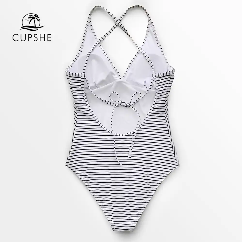 cupshe black and white striped one piece