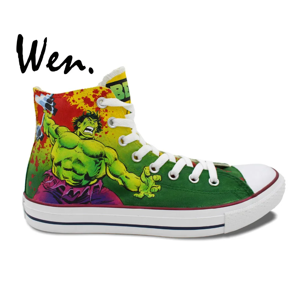 Wen Boys Girls Hand Painted font b Shoes b font Design Custom Hulk Deadlifters font b