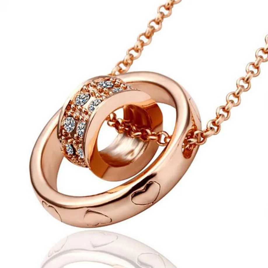 

Stylish Women Necklace Crystal Chain Rhinestone Necklace Jewelry Love Heart Aneis Pendant Gift Rose Gold Valentine's Gift Choker