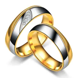 Мода Циркон Groove нержавеющая сталь обручальное кольцо наборы для ухода за кожей женские и мужские кольца ювелирные изделия