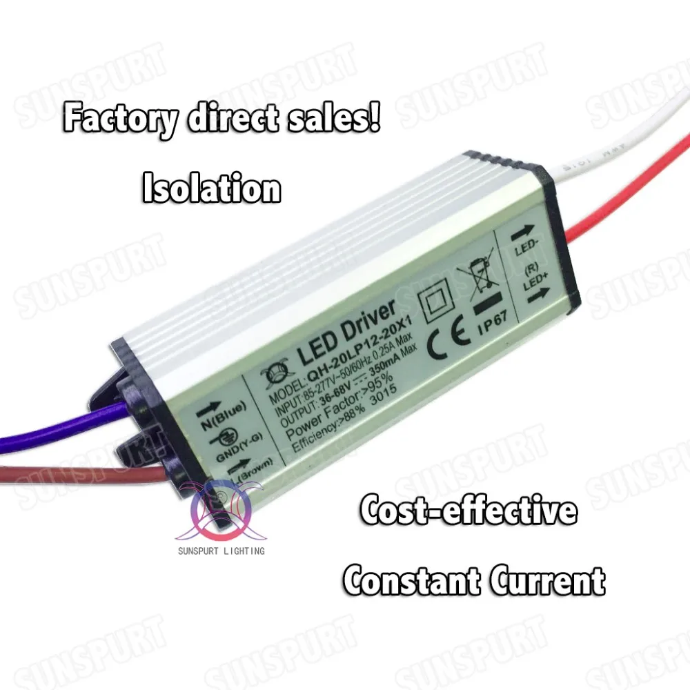 3 шт. Водонепроницаемый 20 Вт AC85-277V Светодиодный драйвер 12-20x1w 300ma dc36-68v Светодиодный источник питания constantcurrent для ceilinglamp бесплатная доставка