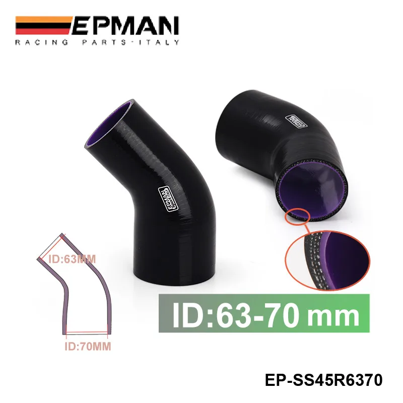 

EPMAN - 2.5"-2.75" 63mm-70mm 4-Ply Silicone 45 Degree Elbow Reducer Hose BLACK For BMW E36 M3/325i/ is/ iX 92-99 EP-SS45R6370