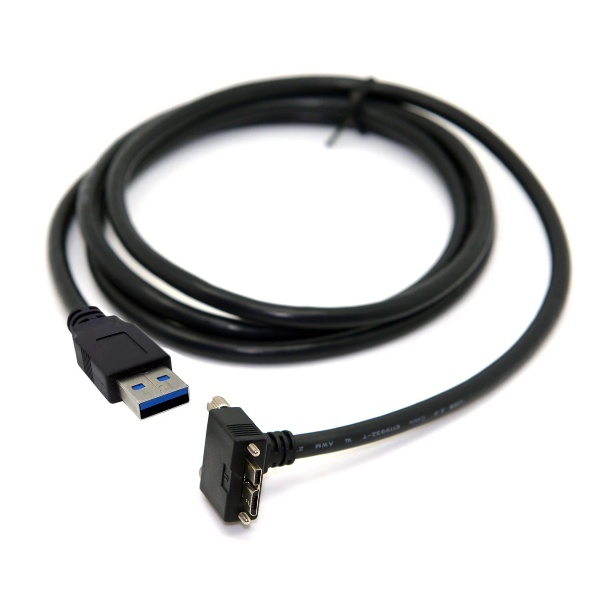 

1.2m 3m 5m Left Up Down Angled 90 Degree USB 3.0 A Male to Micro B Cable with Locking Screws for Nikon D800 D800E D810 Black