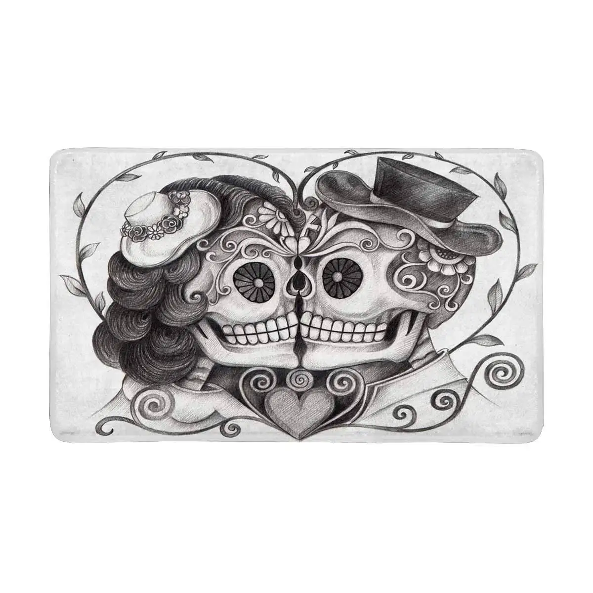Коврик для входной двери Art Skull Day The Dead добро пожаловать домашний коврик внутри