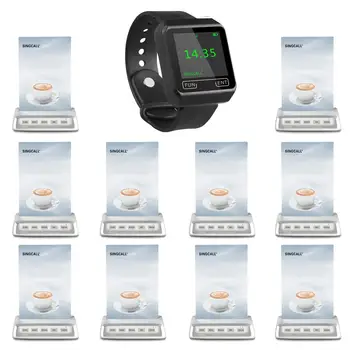

SINGCALL Wireless Restaurant Calling System, aid call, 10 Multi-button guest paging plus 1 APE6800 wrist mobile receiver