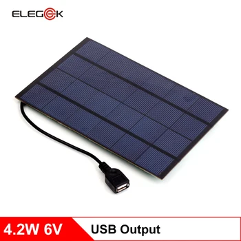 

ELEGEEK 4.2W USB Output Mini Solar Panel Charger 700mAh 6V Monocrystalline DIY Solar Battery Charger for Cell Phone/Power Bank