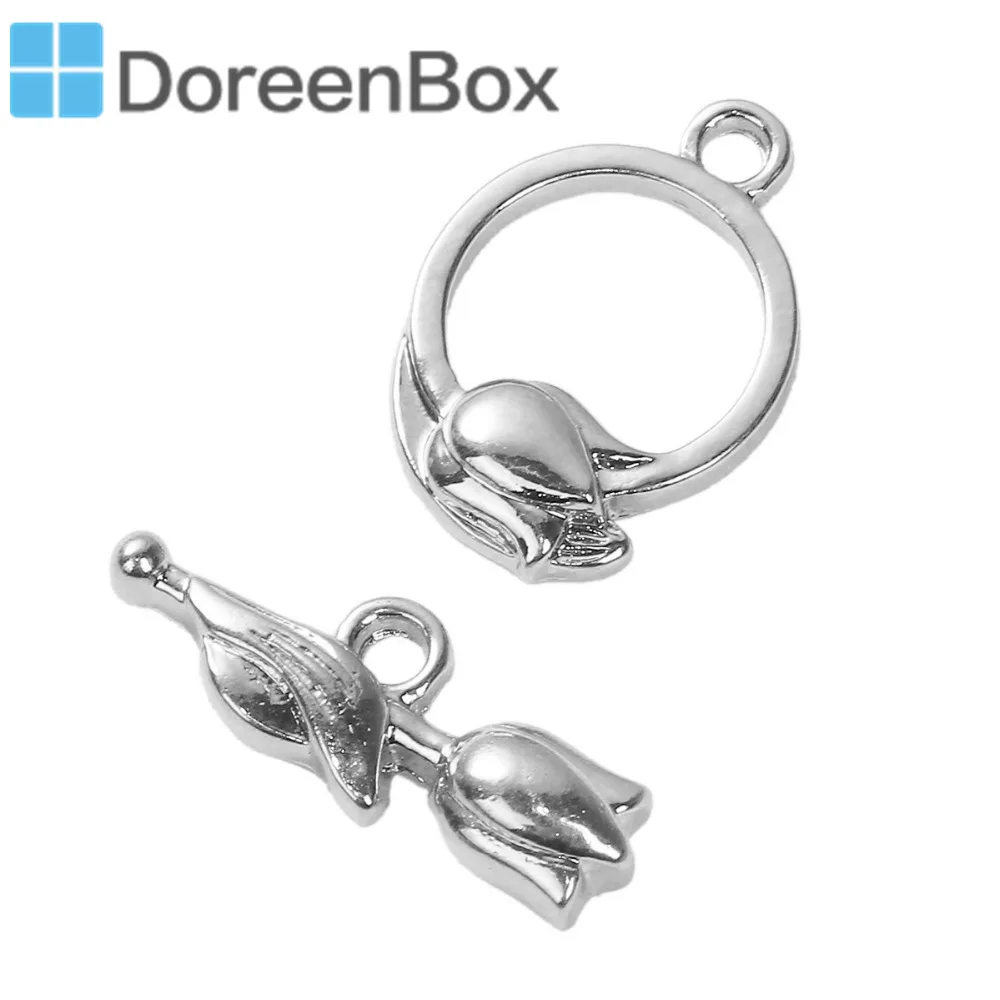 

Doreen Box Zinc Based Alloy Toggle Clasps Flower Shape For DIY Making Component 22mm x8mm, 20mmx 14mm, 2 Sets