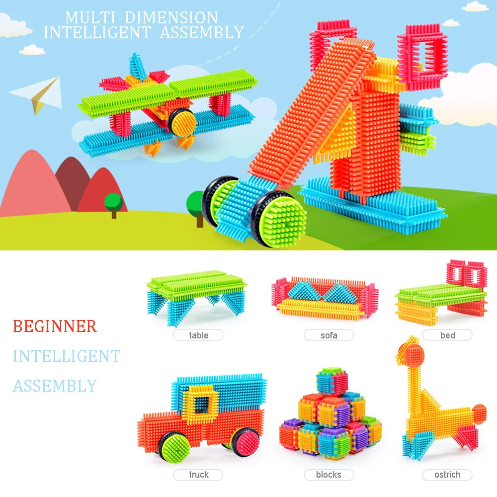 150pcs /120pcs / 100pcs Bristle Shape 3D Building Blocks Tiles Construction Playboards Toys toys for children brinquedos Gifts