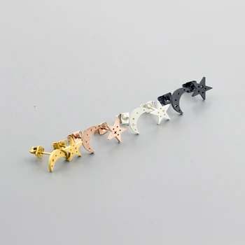 

V Attract 10Pairs Crescent Moon And Star Lot Earrings Fancy Daily Wear Earrings For College Party Girls Brinco Femme