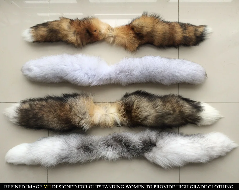 new arrive Real Fox Fur Scarf Women Winter Warm muffler 2 fox Tail patchwork Scarves Fashion fullness Collar Wraps