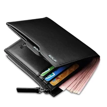 Мужской Повседневный Кошелек из натуральной кожи, короткий многофункциональный кошелек на молнии, деловой вертикальный клатч, держатель для карт