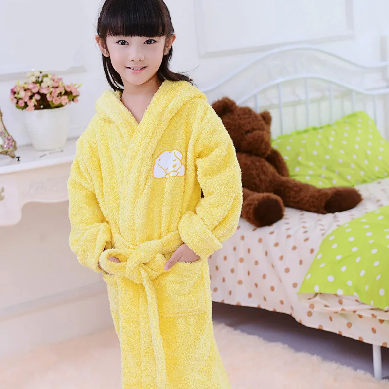 Terry Bathrobe Kids Hooded Bath Towel 4