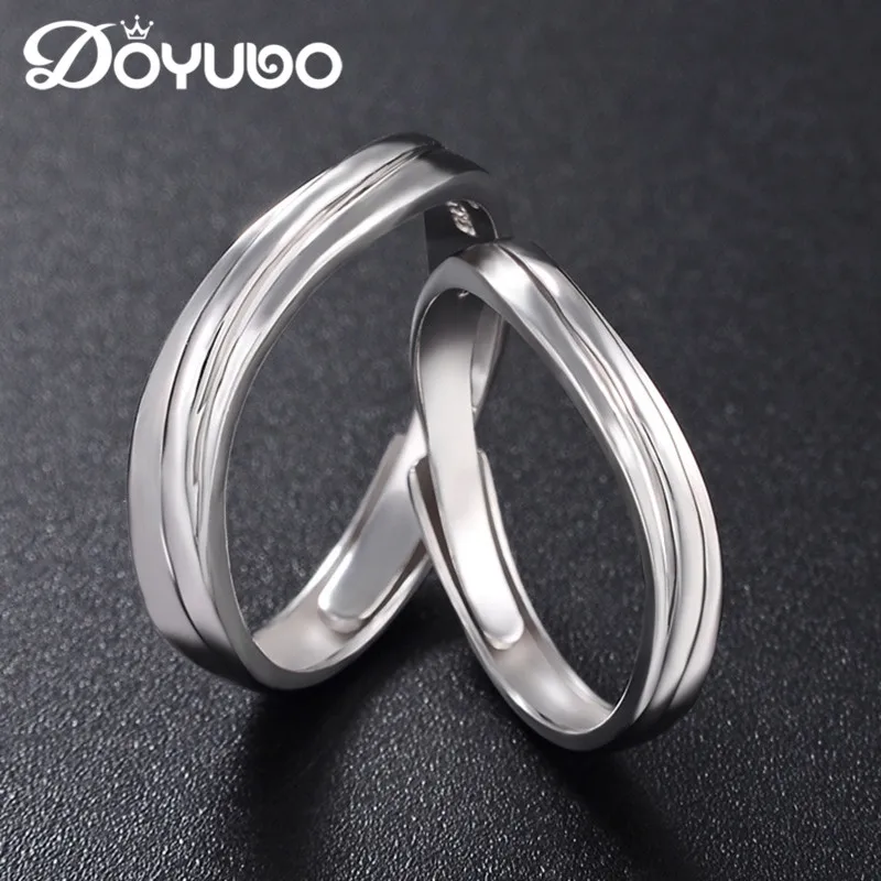 

LIAMTING Hot Sale 925 Sterling Silver Lovers Rings Engaraved Your Name&Logo Romantic Couples Wedding Rings Fashion Jewelry VB254