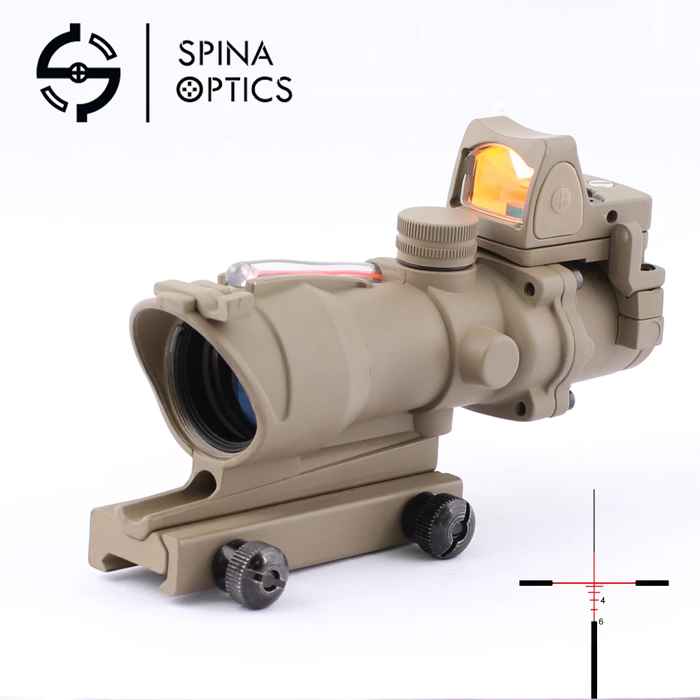 

SPINA OPTICS 4X32 Fiber Source Red Optical Fiber Rifle Scope With RMR Micro Red Dot Sight Marked Version