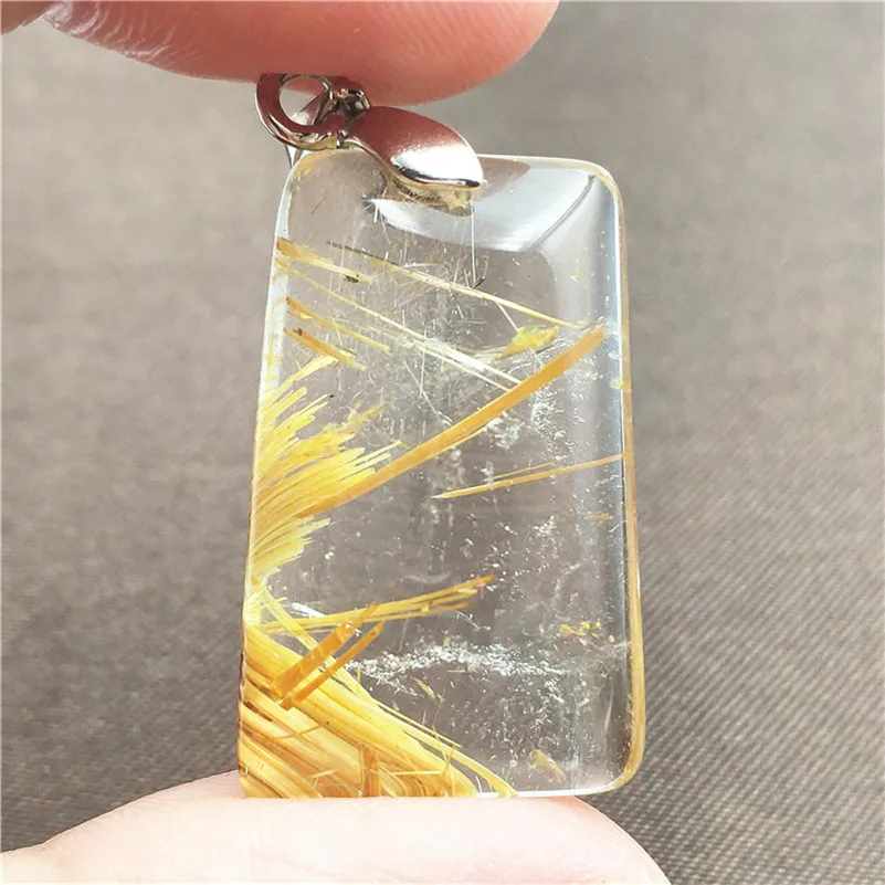 Natural Gold Rutilated Quartz Pendant (7)