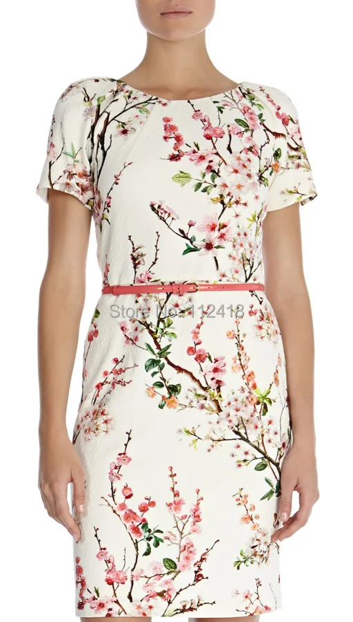 New Arrival Women Aurelia Printed Dress Elegant Short Sleeve Work