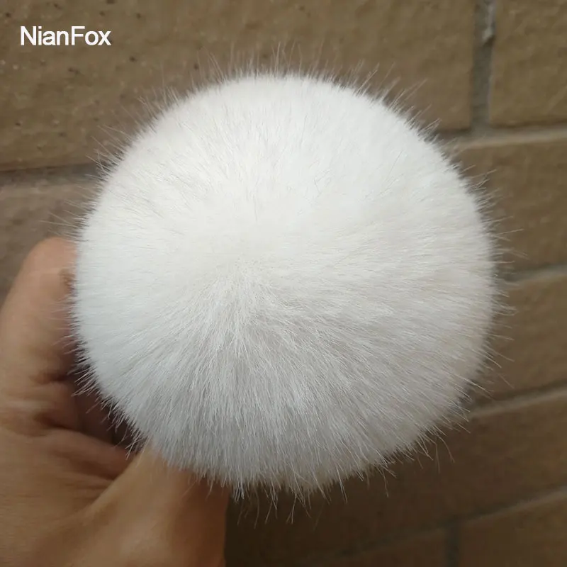 Black 1pc 9CM Faux Rabbit Fur Pom pom Keychain for Women