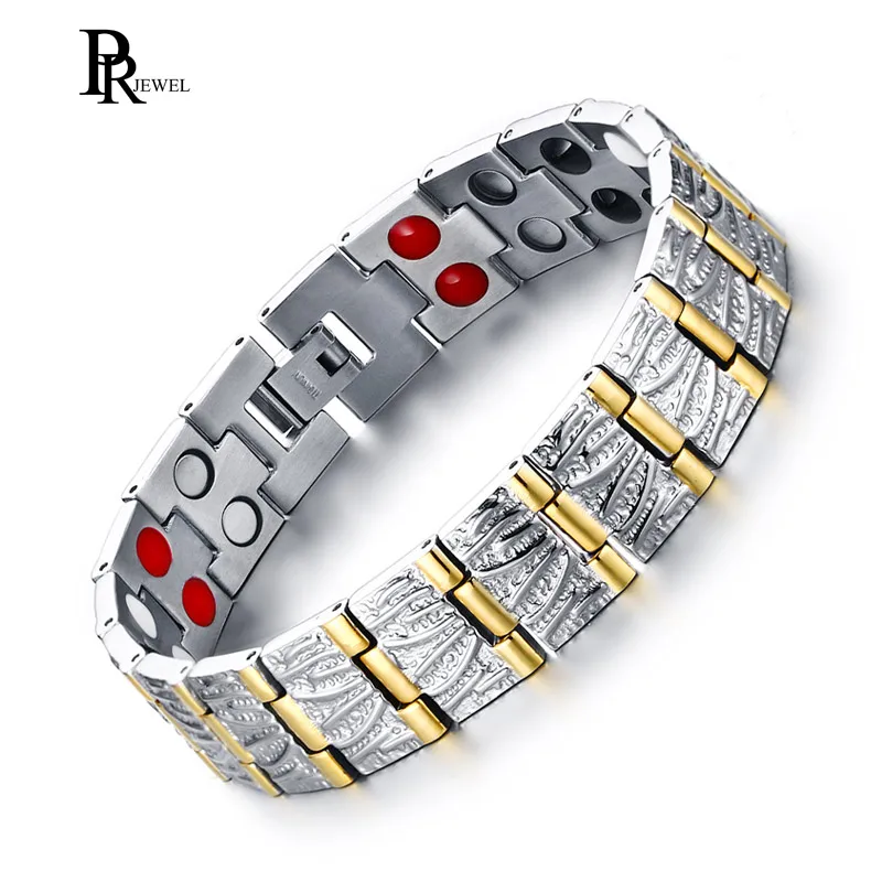 

Pure Titanium Bracelet for Men Double Row Magnetic Germanium Bio Therapy Arthritis Pain Relief drop shipping