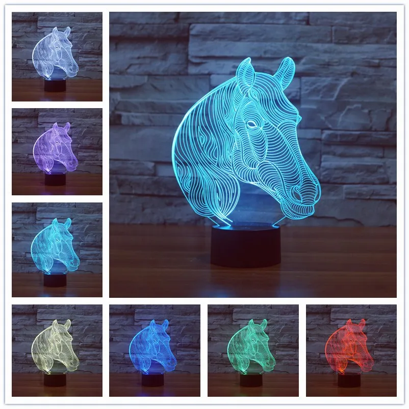 Usb Led 3D ночной Светильник с питанием от аккумулятора ed Horse, внешний аккумулятор, светодиодный Usb 3d светодиодный Ночной светильник, внешний аккумулятор, лампы - Испускаемый цвет: A