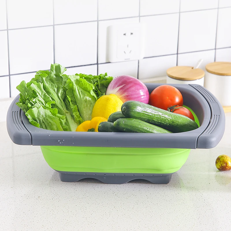 

Foldable Silicone Vegetable Drain Basket Collapsible Kitchen Sink Drain Basket Fruit Strainer Drain Wash Basket Kitchen tools