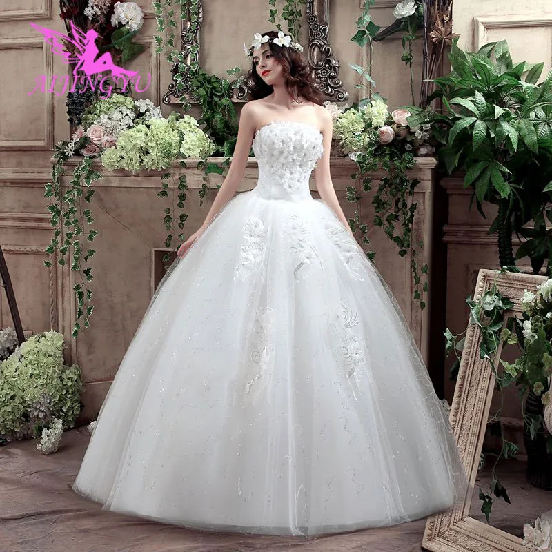 AIJINGYU, длина до пола,, новинка,, дешевое бальное платье со шнуровкой сзади, вечерние свадебные платья, свадебное платье WK322