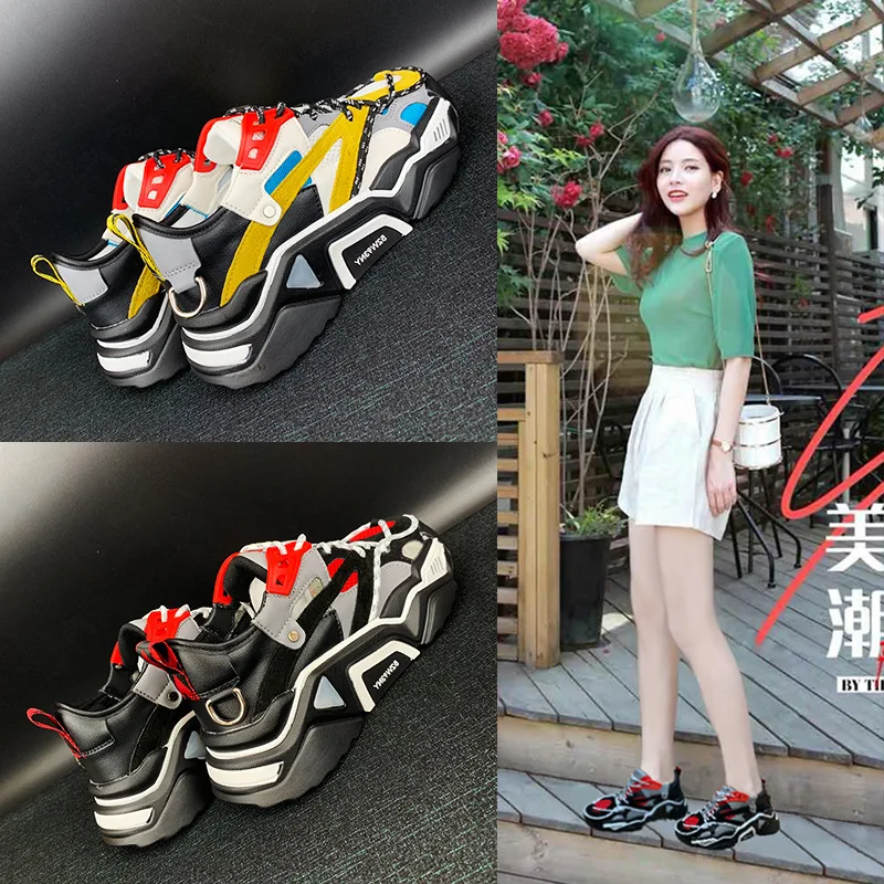 Белая обувь; женские кроссовки на платформе; zapatos de mujer; брендовая Лоскутная обувь; chaussure femme; цветная женская обувь на массивном каблуке; дышащая обувь