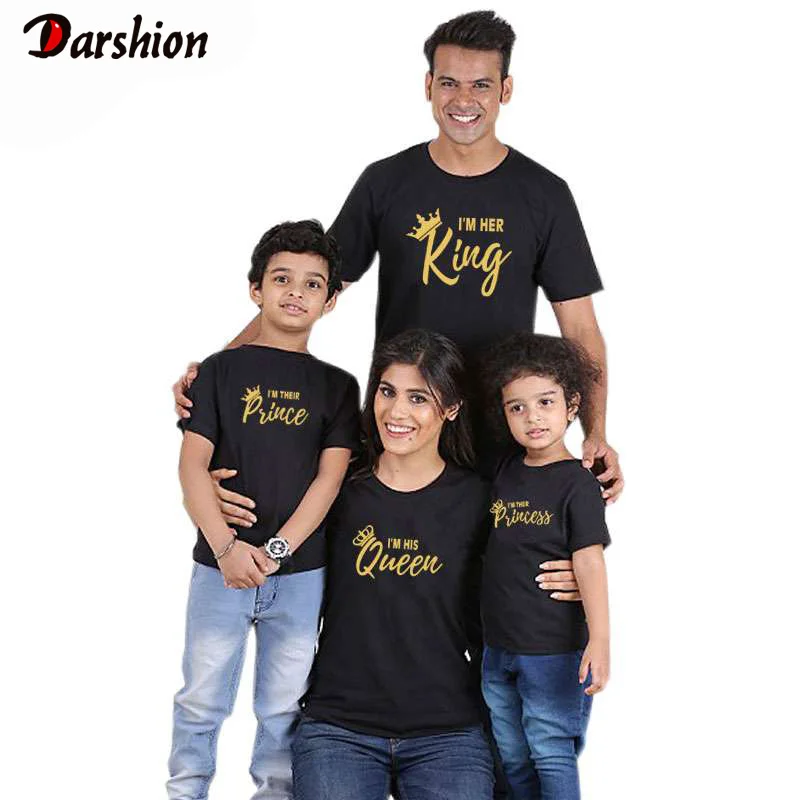 

Family Matching Clothes Look Father Mother Son Daughter Outfits Clothing Tshirt Mommy Daddy and Me Baby King Queen Crown Dresses
