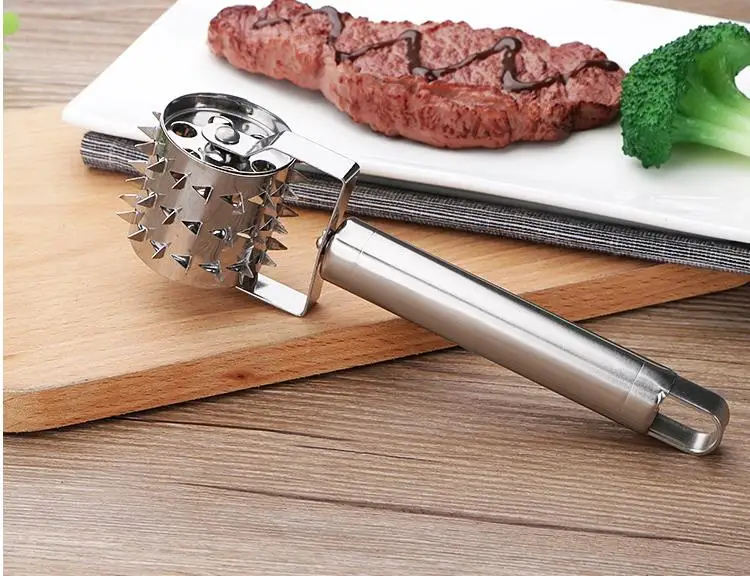 ORGANBOO 1PC Creative kitchen tender meat hammer roller needle loose meat tool thick stainless steel steak tenderizer