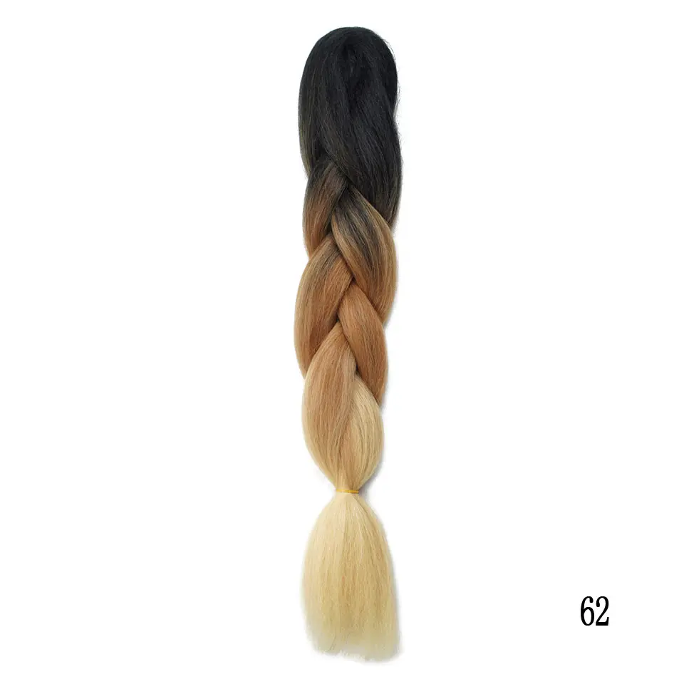 Шелковистые пряди Омбре Джамбо синтетические плетеные волосы крючком блонд наращивание волос Джамбо косы прически - Цвет: #613