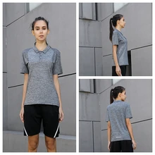 Женские футболки для йоги высокоэластичный облешающий спортивный костюм футболка быстросохнущая Для Бега Спортзала фитнеса дышащая Йога Спорт Гольф топы-поло