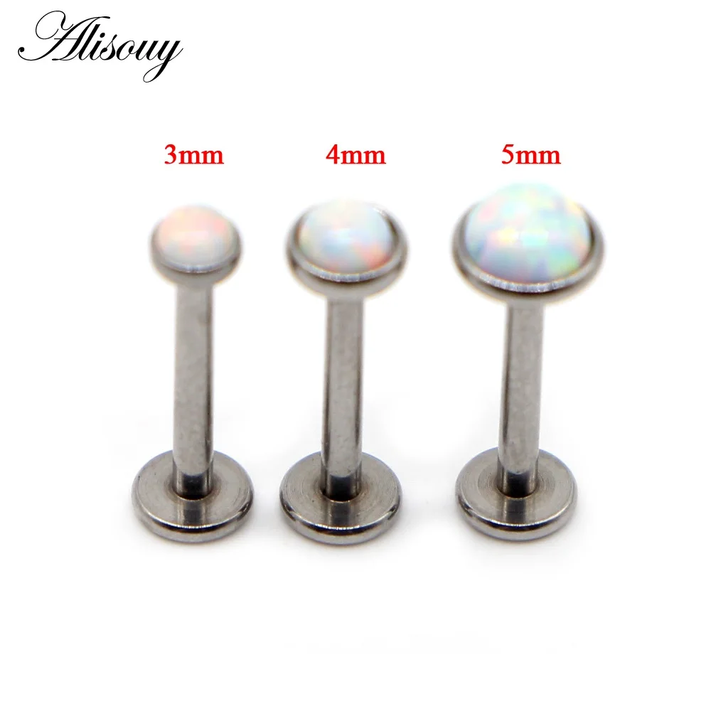 1Pc 16G Opal Piercing Labret Stud Langue Lip Stud Piercing Ear Cartilage Ear Stud Ombligo Earring Ear Piercing Body Jewelry 