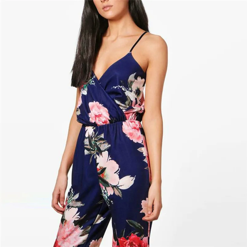 Fashion Women Strappy Off The Shoulder Printed Playsuit Party Clubwear Jumpsuit macacao feminino combinaison R04 (5)