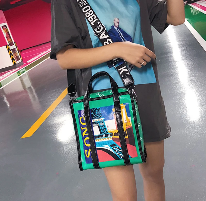 Women Designer Leather Handbag Female Cartoon Painting Messenger Shoulder Bags Lady INS Fashion Crossbody Bag Party Purse SS7360 (14)