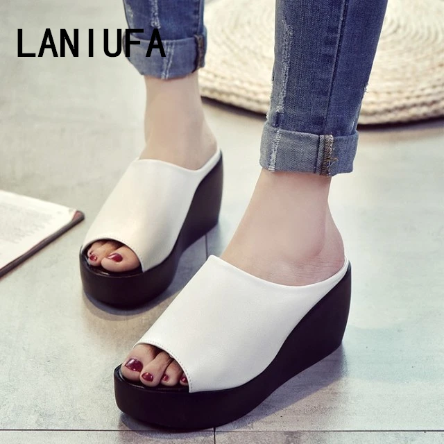 

new Women Summer Fashion Leisure shoes women Casual platform wedges Fish Mouth Sandals Thick Bottom Slippers mujer zapatos #269